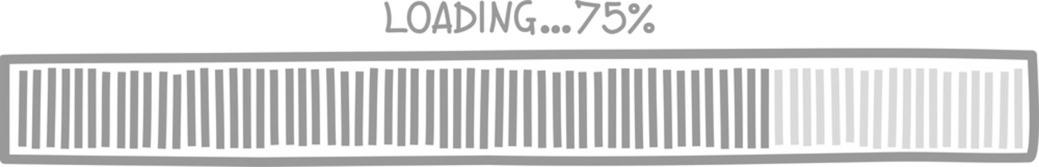 Fototapete - cute doodle hand draw loading bar counter computer battery, banner, flat design png illustration