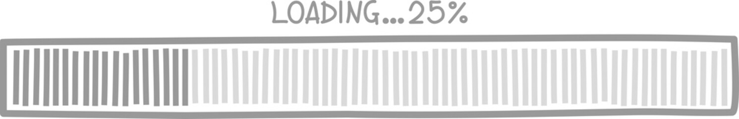 Fototapete - cute doodle hand draw loading bar counter computer battery, banner, flat design png illustration