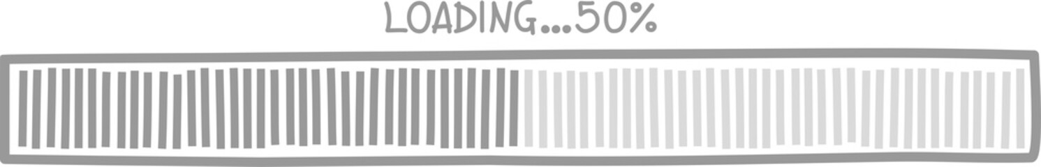 Fototapete - cute doodle hand draw loading bar counter computer battery, banner, flat design png illustration