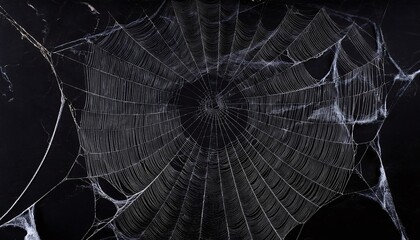 Intricate and Delicate Spider’s Web on a Dark Background Showcasing Nature’s Craftsmanship and Beauty