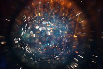Wall Mural - background of blue and bright lens flare lights. abstract image