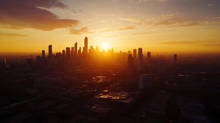 Sticker - Stunning Sunset Over City Skyline