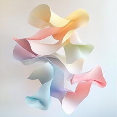 Canvas Print - Abstract flowing shapes in soft pastel colors create a delicate composition in a serene setting