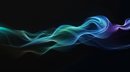 Poster - Colorful wave patterns flow gracefully against a dark background, creating a sense of movement and elegance, perfect for backgrounds or abstract designs.