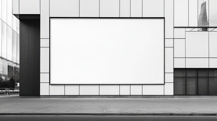 Poster - Outdoor billboard with a clean white screen, featuring minimalist architecture and ample copy space.