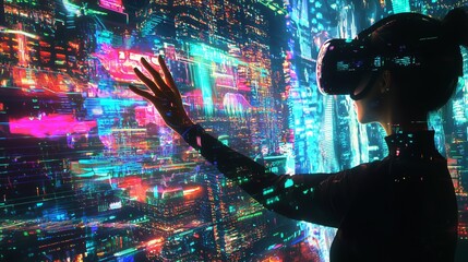 Poster - Person Interacting with Virtual Reality Headset