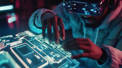 Poster - Close Up of Hands Interacting with Virtual Technology