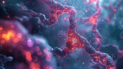 Leinwandbilder - An abstract illustration showcasing illuminated neural connections with vibrant colors and details