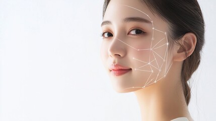 Poster - Futuristic Face Scan with Geometric Features