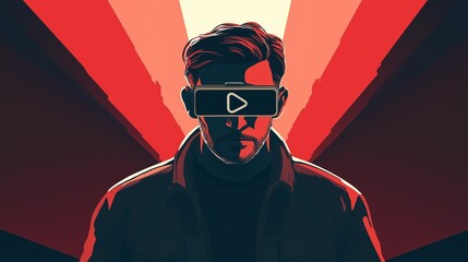 Poster - a person engaging with virtual reality technology in a bold graphic illustration featuring strong co
