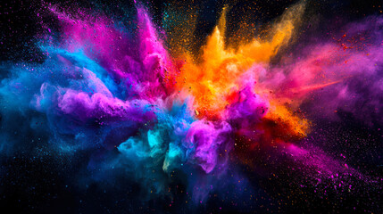Wall Mural - a bright juicy splash of holi colors. the concept of orgasm. the birth of a star. a cosmic explosion