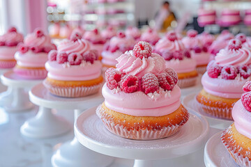 Delicious raspberry cupcakes with pink frosting celebrating national pastry day