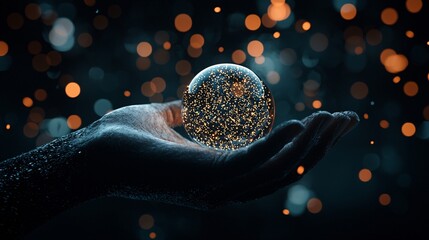 Poster - Healing hands holding a glowing energy orb, energy-based natural therapy, 3D illustration