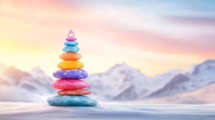 Poster - Chakra alignment session with healing crystals and soft lighting, 3D illustration