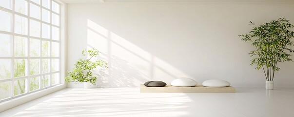 Poster - Healing spa room with hot stones and herbal compresses, 3D illustration