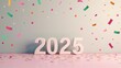 © Anna - Celebratory 2025 Year with Confetti on Pastel Background
