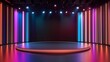 © Julia - Night talk show, virtual studio background. Ideal also for online broadcasting, or live, streaming events. 3D rendering backdrop suitable on VR tracking system stage sets