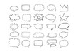 © Yanka - Speaking hand drawn doodle bubbles set. Talk clouds sketch frames. Speech thought Balloon shapes.