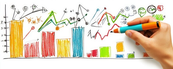 Poster - Colorful Hand-Drawn Graph with Markers and Data Trends