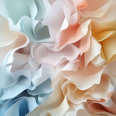 Poster - soft pastel fabric folds creating an abstract design with gentle curves and waves illuminated by sof