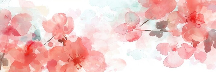 Poster - Delicate watercolor blooms in soft hues blend seamlessly, capturing the essence of tranquility and elegance in nature's artistry. Generative AI