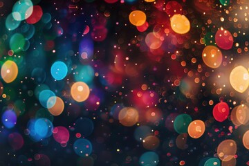 Wall Mural - A colorful, blurry image of Christmas lights, generative ai image