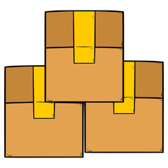 stack of cardboard boxes illustration hand drawn isolated vector