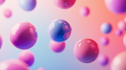 Poster - colorful floating spheres on a soft gradient background creating a dreamy visual effect