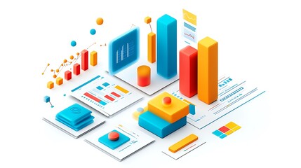 Poster - 3D Isometric Visualization of Data and Charts