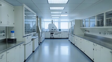 Wall Mural - 127. a serene lab environment highlighting the importance of fume hoods