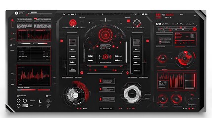 Poster - Futuristic Interface with Red and Black Color Scheme