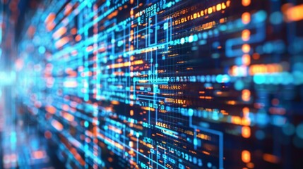 Poster - A computer screen with a lot of numbers and lines