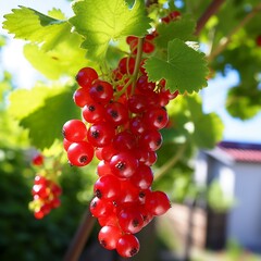 Currant hanging on a tree. Currant in the garden