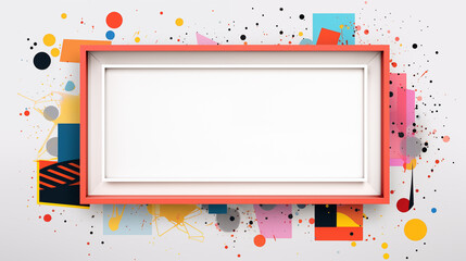 Fototapete - A modern frame with abstract shapes and bold colors, adding a contemporary touch to the photo, with a blank center space for text