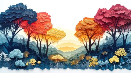 Poster - Panoramic view of trees against a white background for a banner design Panoramic view of trees on a white background for a banner design