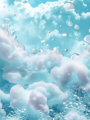 Poster - Delicate bubbles float on the surface of a beautiful bath, creating a tranquil and relaxing environment that invites comfort and serenity. Generative AI