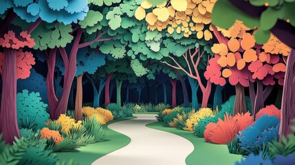 Poster - Park in a serene setting with lush greenery and pathways for leisurely strolls Serene park setting with lush greenery and walking paths
