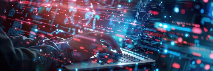 Poster - Protecting data through advanced cyber security measures, highlighting a hands-on approach to safeguarding information from threats. Generative AI