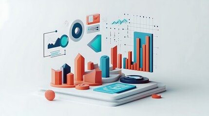 Poster - Abstract 3D Data Visualization with Geometric Shapes and Charts