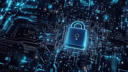Poster - Cyber security network. Digital padlock icon. Futuristic technology. Data security. Abstract digital security background. Cyber strength in the tech world. Online network security. Digital protection 