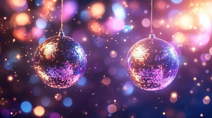 Wall Mural - Shiny party disco balls background