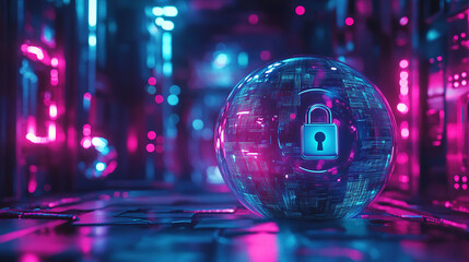 Poster - Cyber security network. Digital padlock icon. Futuristic technology. Data security. Abstract digital security background. Cyber strength in the tech world. Online network security. Digital protection 