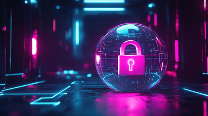 Poster - Cyber security network. Digital padlock icon. Futuristic technology. Data security. Abstract digital security background. Cyber strength in the tech world. Online network security. Digital protection 