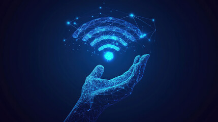 Poster - Wireless connection symbol on a blackboard. network technology concept. Wi-Fi icon is in the center. Internet network connection technology. Symbolizing modern digital connectivity. Free internet zone