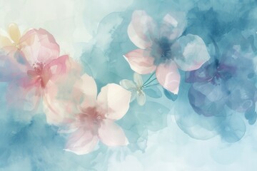 Poster - Delicate watercolor blossoms in pastel tones create a calming effect, inviting viewers to appreciate nature's gentle artistry. Generative AI