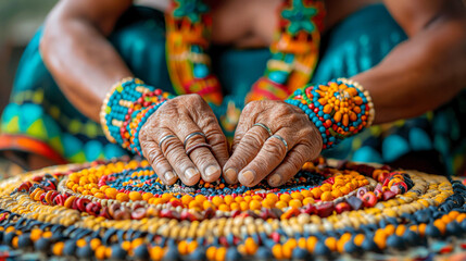 rural women crafting jewelry from natural materials