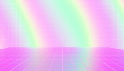 Wall Mural - vaporwave grids Retro Style landscape with grid background