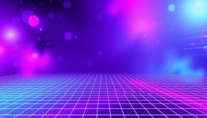 Wall Mural - vaporwave grids Retro Style landscape with grid background