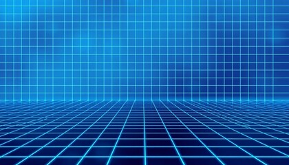 Wall Mural - vaporwave grids Retro Style landscape with grid background