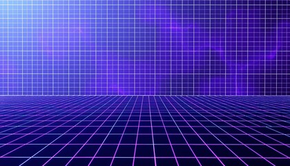 Wall Mural - vaporwave grids Retro Style landscape with grid background